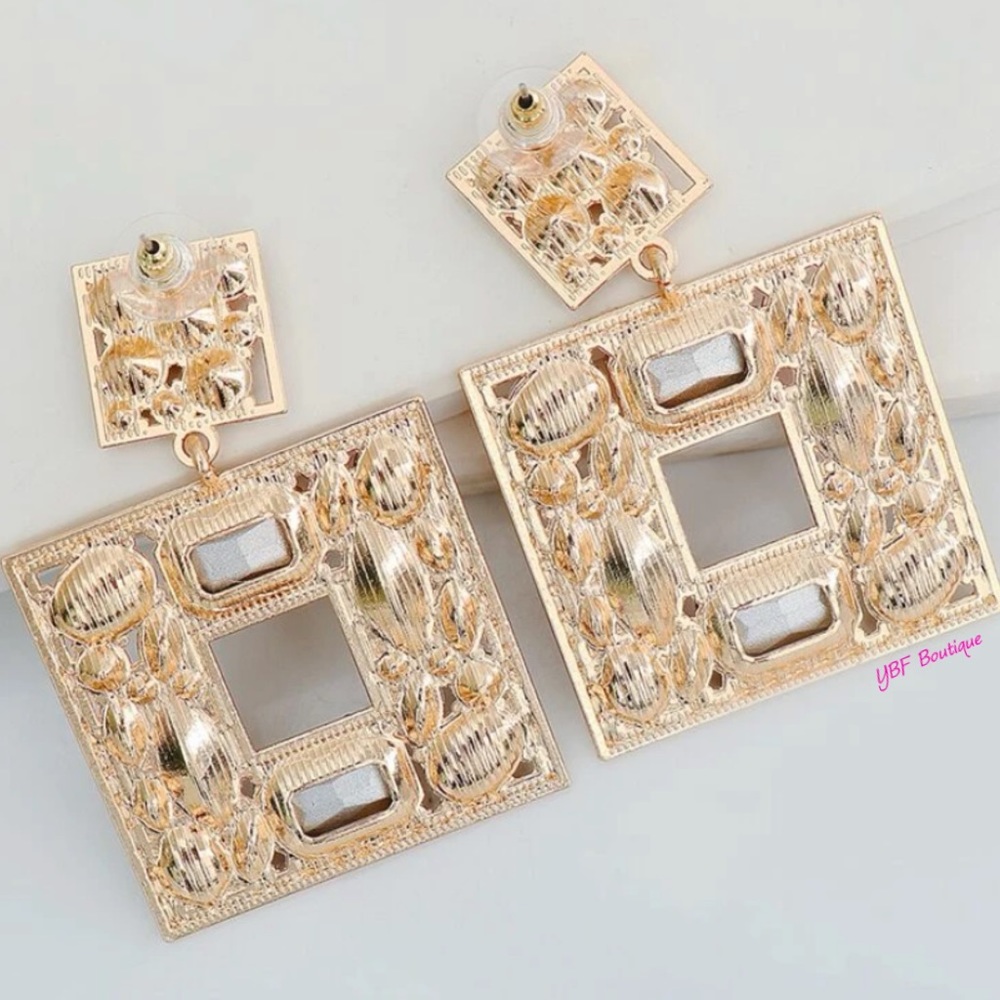 New Blue & Pink Multicolor Jewel Rhinestone Post Drop Statement Fashion Earrings - Picture 7 of 10